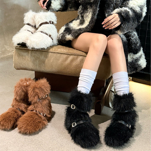 Low Cut Design Damenschuhe Rutsch feste Sohle Soft Fur Winters tiefel - Product Image 6