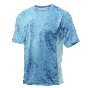 Camicia mimetica da uomo a maniche corte con stampa digitale, protezione UPF 50, in maglia, per <span class=keywords><strong>la</strong></span> pesca, taglie forti, stile casual - Product Image 5