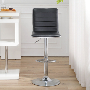 Taburetes de Cocina de Lujo, Ajustables y Giratorios, con Base Cromada y Asiento de Cuero Negro <span class=keywords><strong>para</strong></span> Cocina - Product Image 4