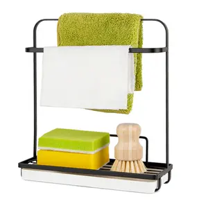 Gloway phụ kiện nhà bếp nhà tổ chức 3 trong 1 sắt cống khay dishcloth giá Bồn Rửa Nhà Bếp Caddy tổ chức bồn rửa miếng bọt biển chủ