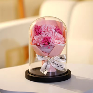Lampe à rose sous cloche en verre, cadeau de la Saint-Valentin, bouquet de savon, fleur séchée étoilée, œillet, cadeau pour la fête des enseignants - Product Image 2