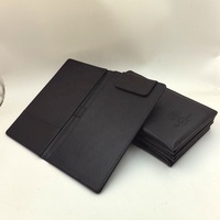 Porte-reçus magnétique en cuir PU noir avec logo personnalisé en relief, pour hôtel, restaurant, clip pour factures et notes, présentoir