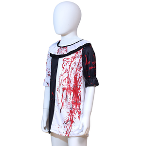 Costume de clown sanglant et déformé pour Halloween, maquillage noir et blanc pour spectacle de scène d'horreur, fournitures de vacances, enfants 80-140 cm - Product Image 6