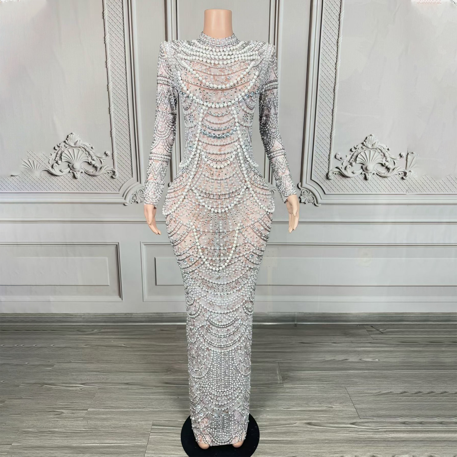 the white gold diamond dress Elegant Champagne Gold Sequin Evening Gown - Glitter One-Shoulder Dress