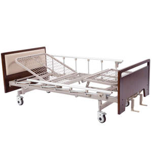 Manual Nursing <b>Bed</b> Multi Functional <b>Double</b> Crank Hospital <b>Bed</b> For Adults And Elderly Dark Brown - Product Image 1