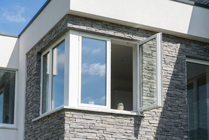 Fenêtre à battant en aluminium à rupture de pont thermique, double vitrage trempé isolant, résistant aux impacts de cyclone, avec manivelle, de style français - Product Image 4