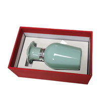 2022 nouveau Design bleu 25ml petit volume bouteille de parfum en verre avec collier de pulvérisation en aluminium en boîte et bouchon en forme de fleur pour parfum