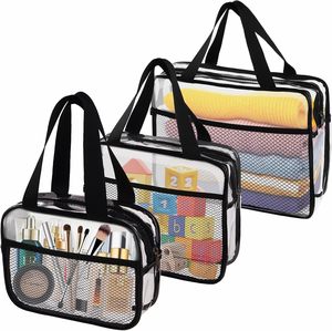 Transparent PVC Clear Nylon Travel Cute <b>Makeup</b> Organizer <b>Storage</b> Bag Preppy Cosmetic Zipper Pouch Purse Travel Coin Pouch - Product Image 2