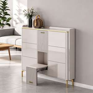 Meuble à chaussures moderne <span class=keywords><strong>en</strong></span> <span class=keywords><strong>bois</strong></span>, autoportant, portable, à 3 niveaux et hauteur réglable, avec <span class=keywords><strong>banc</strong></span> de rangement pour <span class=keywords><strong>entrée</strong></span> étroite et hall d'<span class=keywords><strong>entrée</strong></span>, pour la maison - Product Image 1