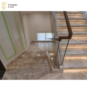 YUSHI <span class=keywords><strong>Dora</strong></span> nuage gris marbre marches d'escalier intérieur de Villa moderne avec solution de conception graphique de grande dalle polie pour les projets - Product Image 1