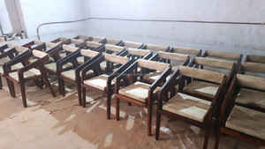 Silla de comedor de brazo alto de Sheesham sólido, PU cojín de cuero, muebles modernos para el hogar, oficina, sala de estar, apartamento para Bar en casa - Product Image 2