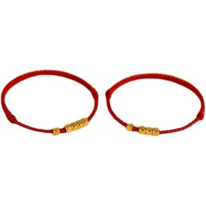 Xinfly Chinese Good Luck Gift Gold Small Sugar Cube 24K Gold Beads <b>Red</b> Rope <b>Bracelet</b> - Product Image 1