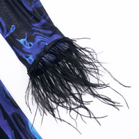 Robe élégante pour femme S2670 - Collection Automne 2026 - Tendance - Imprimée - Maille - Manches longues - Découpes - Effet duveteux