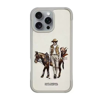 Étui pour iPhone 16 Pro Max en cuir brodé 3D, housse de protection Cedric pour iPhone 16 Pro, marron, noir, beige, motif cheval