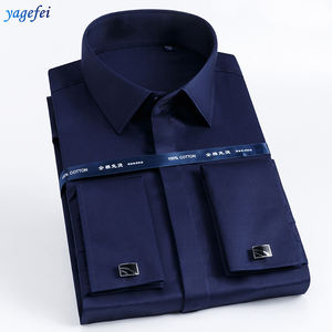 Alta calidad clásico sin Hierro 100% algodón Jersey francé<span class=keywords><strong>s</strong></span> gemelos camisa hombres ropa manga larga - Product Image 1