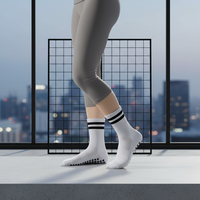 Chaussettes de football antidérapantes blanches à double bande, chaussettes de sport à logo d'équipe personnalisé, chaussettes d'entraînement de football