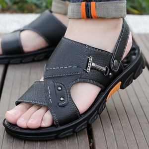Sandalias de exterior para hombre, con punta abierta, suela de goma, para verano, de color sólido, con forro textil, zapatos cómodos para caminar - Product Image 1