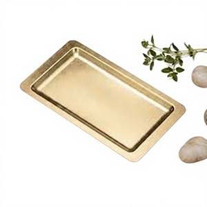 Plat de service rectangulaire en bronze, portable, passe au lave-vaisselle, design classique pour buffet et restauration - Product Image 1