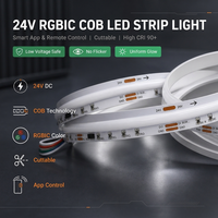 Tira de Luz LED Inteligente WS2815 RGBIC COB de 24V, Regulable, con Cambio de Color, Control por Aplicación, Alto Brillo, Efecto de Agua Fluyendo
