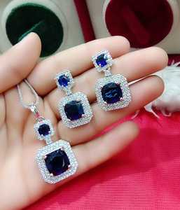 ชุดจี้เพชรแบบอเมริกันชุดงานปาร์ตี้หิน CZ เครื่องประดับดีไซน์พรีเมี่ยมทำด้วยมือสินค้าจำนวนมาก - Product Image 5