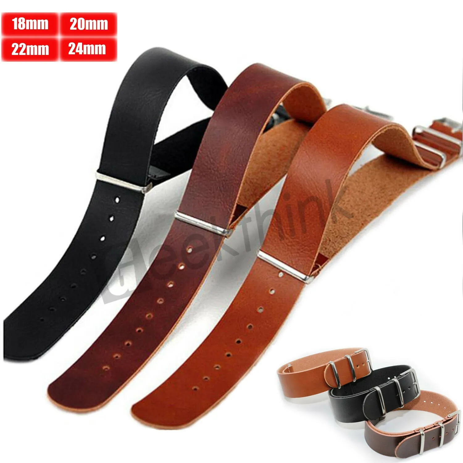 18mm 20mm 22mm 24mm Genuine Leather Watch Band Retro Leather Watch Strap Bracelet for Man Women Wristband