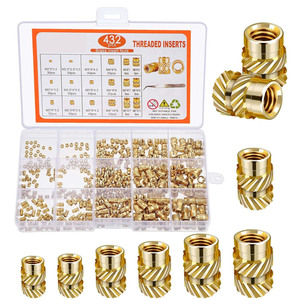 Brass <b>Threaded</b> <b>Inserts</b> 432pcs Metric Coarse Fully <b>Threaded</b> Copper Plated For Plastic Fixing - Product Image 1