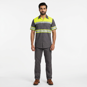 Camisas de Seguridad Reflectantes con Cinta LED Clase 1 para Hombre, 100% Poliéster, Logotipo Personalizado, Manga Larga con Botones para Construcción - Product Image 1