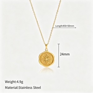 Collares con Colgante de Estrella y Luna, Joyería de Acero Inoxidable Personalizada de Moda - Product Image 4
