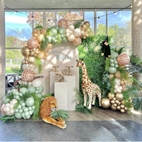 Jungle animal girafe lion série 4D film d'aluminium latex imprimé ballon arc couronne ensemble décoration