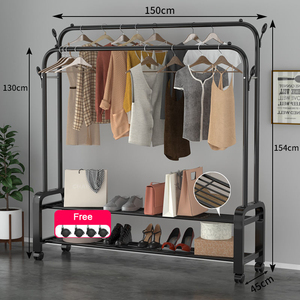 <span class=keywords><strong>Appendiabiti</strong></span> durevole con 4 ganci <span class=keywords><strong>appendiabiti</strong></span> vendita di fabbrica 2 file Pole Hanging Free Stand Shelf - Product Image 5