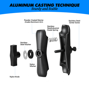 Velpaw Brazo de doble articulación de aluminio de 5.9 pulgadas para soporte de bola de tamaño C de 1.5 pulgadas, de alta resistencia, grado marino de 38 mm, giratorio 360° - Product Image 2