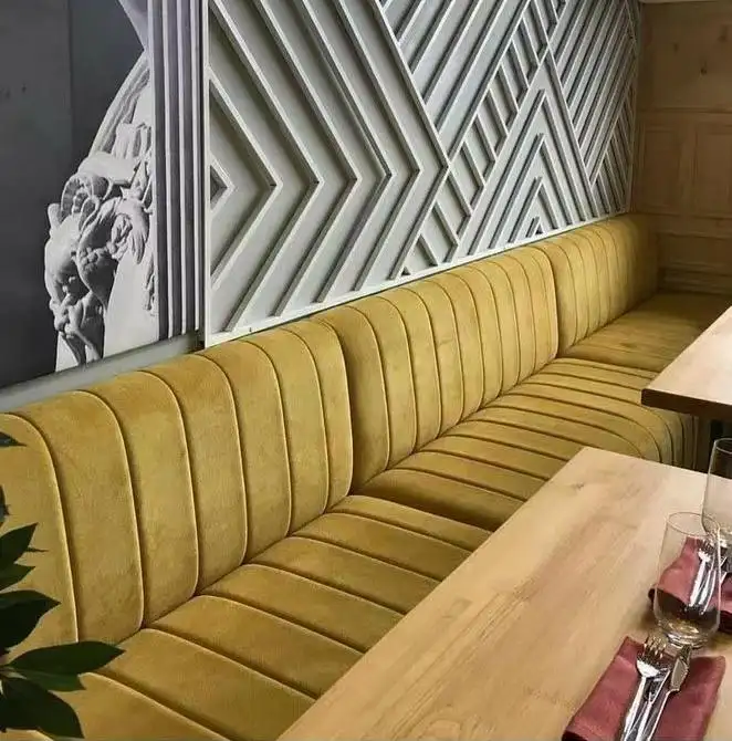 Grosir Furnitur Komersial Makanan Cepat Saji Cafe Disesuaikan Sofa Sectional Kayu Restoran Booth Tempat Duduk Sofa