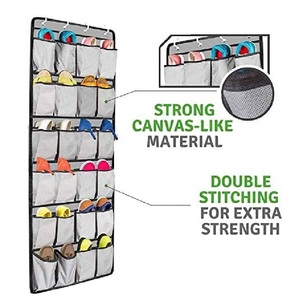 Organisateur de rangement pour chaussures Le'sort fonctionnel à 24 poches, à accrocher à la porte, pliable, écologique, en tissu non tissé, moderne, carré - Product Image 3