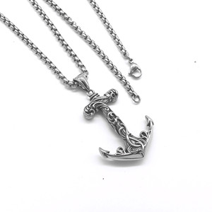 yunnique Anchor Pendant Necklace Stainless Steel Unisex Retro Style Fashion Jewelry Minimalist Design <b>Chain</b> Necklace - Product Image 3