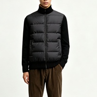 Veste matelassée chaude d'hiver pour homme, col montant, fermeture éclair, manches en tricot patchwork, en polyester uni, marque privée Sehe Fashion