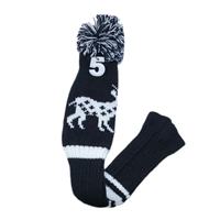 Manchon pour clubs de golf pour accessoires et équipement de golf : un manchon en laine noire tricotée pour clubs de golf, adapté aux shafts en bois.