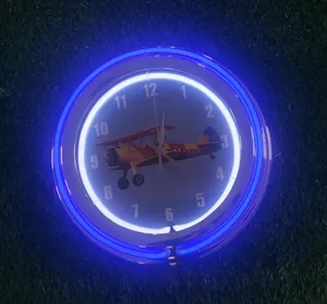 家の装飾ヘリコプタークリエイティブデザインカスタムメイドのネオン壁時計