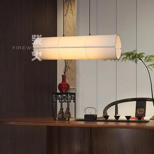 Lustre de style chinois pour salon de thé, long luminaire suspendu LED blanc pour restaurant zen, éclairage de comptoir de bar - Product Image 3