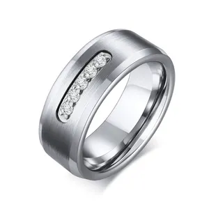 Китай поставщик ювелирных изделий из карбида вольфрама циркония мужские ленты бриллиантовое кольцо обручальное