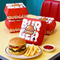 Caja de Embalaje Personalizada de Papel Kraft Premium Biodegradable de 6 Pulgadas para Hamburguesas y Papas Fritas, Desechable y con Relieve, para Uso en Restaurantes