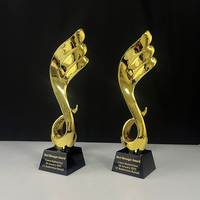 Nouveau Trophée Cristal Note de Musique en Résine Or Argent Bronze