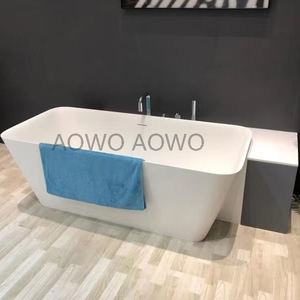 Baignoire autoportante en pierre blanche mate de luxe Baignoire pour <span class=keywords><strong>couple</strong></span> Baignoire en pierre Taille et couleur, style moderne - Product Image 4