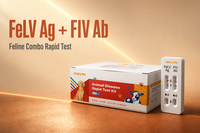 Kit de test rapide combiné FeLV Ag FIV Ab pour le dépistage de double pathogène félin, usage vétérinaire professionnel, longue durée de conservation
