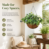 Panier suspendu en paille tressée à la main, en forme de globe, écologique, durable, pour l'intérieur et l'extérieur, décoration rustique, jardinière pour plantes