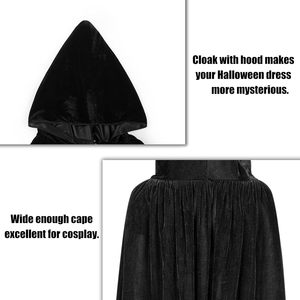 Baleenz <b>Cape</b> Cloak With <b>Hood</b> Adult Unisex Halloween Costume Cosplay <b>Black</b> Long Velvet <b>Cape</b> For Women Men - Product Image 4