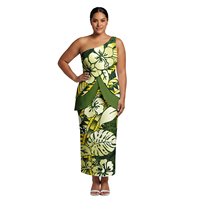 Puletasi Island – Ensemble 2 pièces personnalisé pour femmes grandes tailles, robe à épaules dénudées, motif tribal polynésien samoan, Puletasi pour femmes