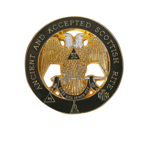 Vergulde vrijmetselaars-reversspeld BLM26 |   3,2 cm dubbelkoppige adelaar vrijmetselaarsbadge |   Premium zakelijke & broederlijke accessoires - Product Image 1