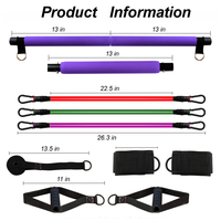 GEDENG Kit de barres de Pilates avec bandes de résistance ajustables Bâton de Pilates d'exercice portable à 3 sections