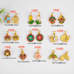 Pendentif traditionnel en alliage plaqué or émaillé pour la fabrication de bijoux DIY, accessoires pour bracelets et colliers, vente en gros - Product Image 2