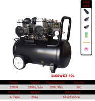 Compresseur d'air silencieux sans huile portable 220V, haute pression 8 bars, réservoir 50L, faible bruit pour usage industriel et domestique
